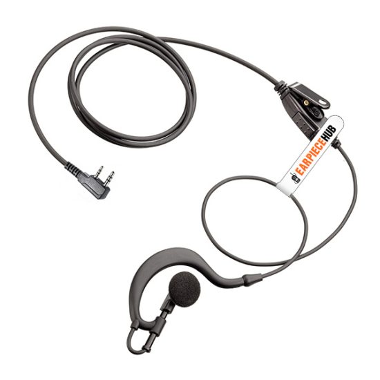 In-Line PTT G Shape Kenwood Radio 2 Pin Earpiece
