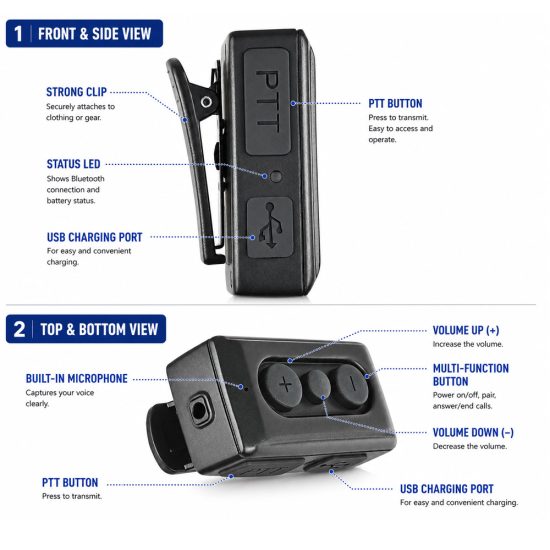 Wireless Bluetooth Lapel PTT
