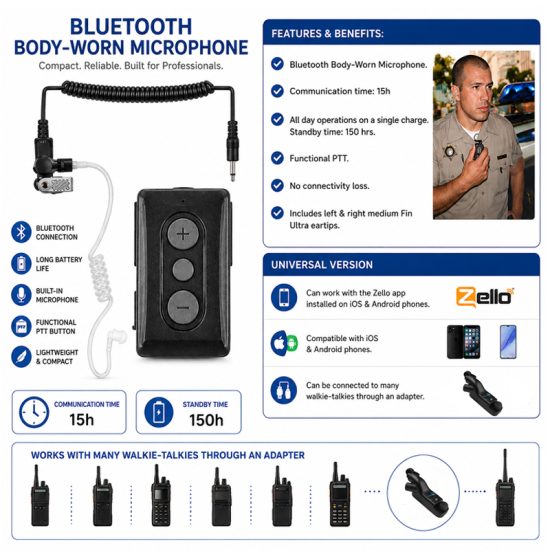 Wireless Bluetooth Lapel PTT