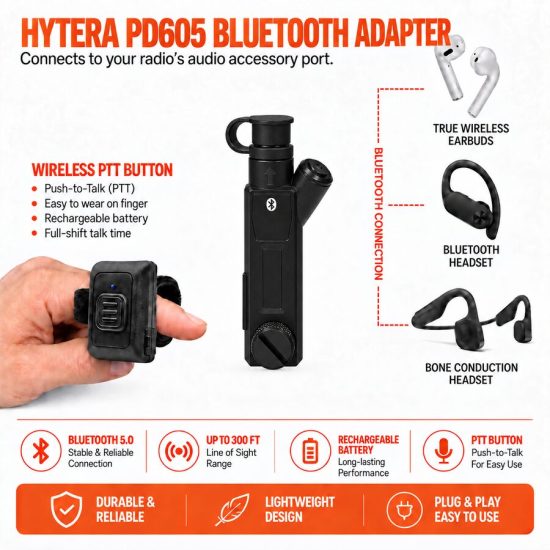 Bluetooth adapter fits Hytera PD600 PD605 PD650 PD665 PD685 Radio